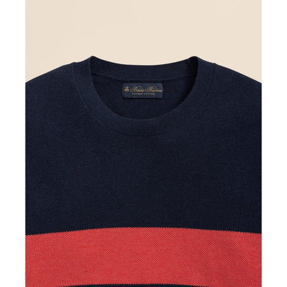 Supima Cotton Crewneck Chest Stripe Sweater