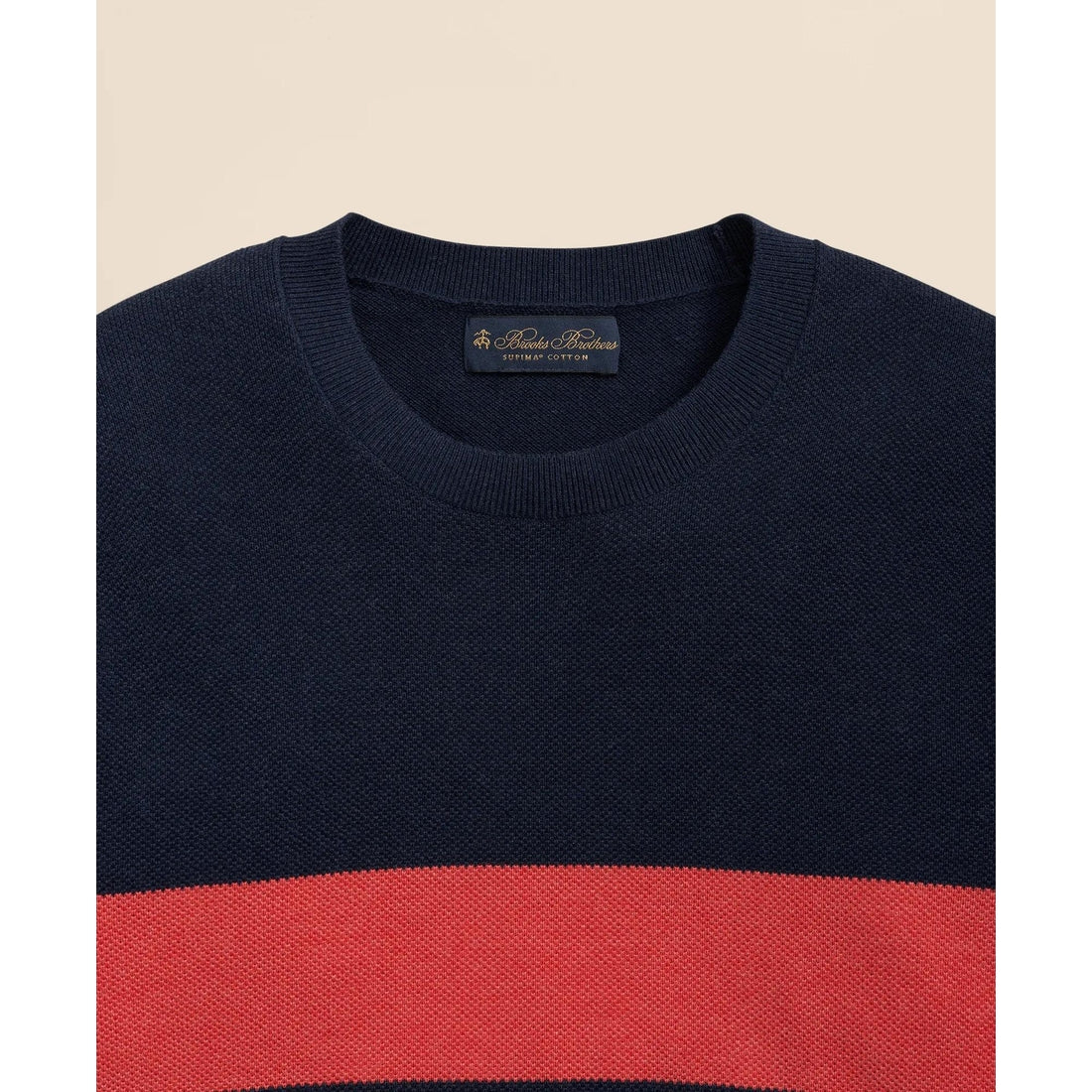 Supima Cotton Crewneck Chest Stripe Sweater