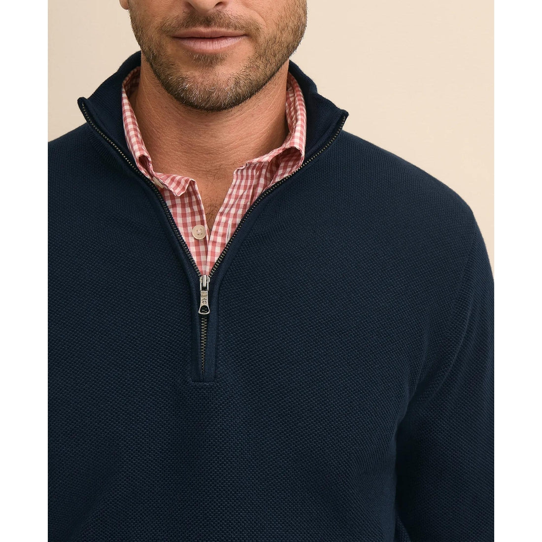 Supima Cotton Pique Quarter-Zip Sweater