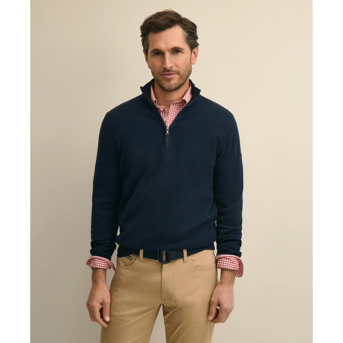 Supima Cotton Pique Quarter-Zip Sweater
