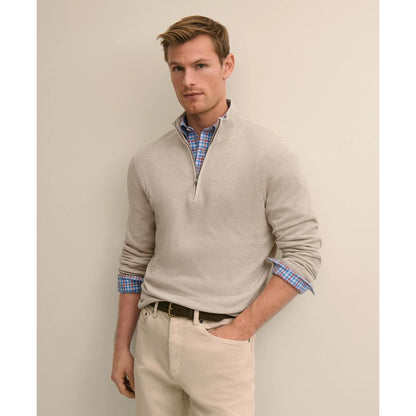 Supima Cotton Pique Quarter-Zip Sweater