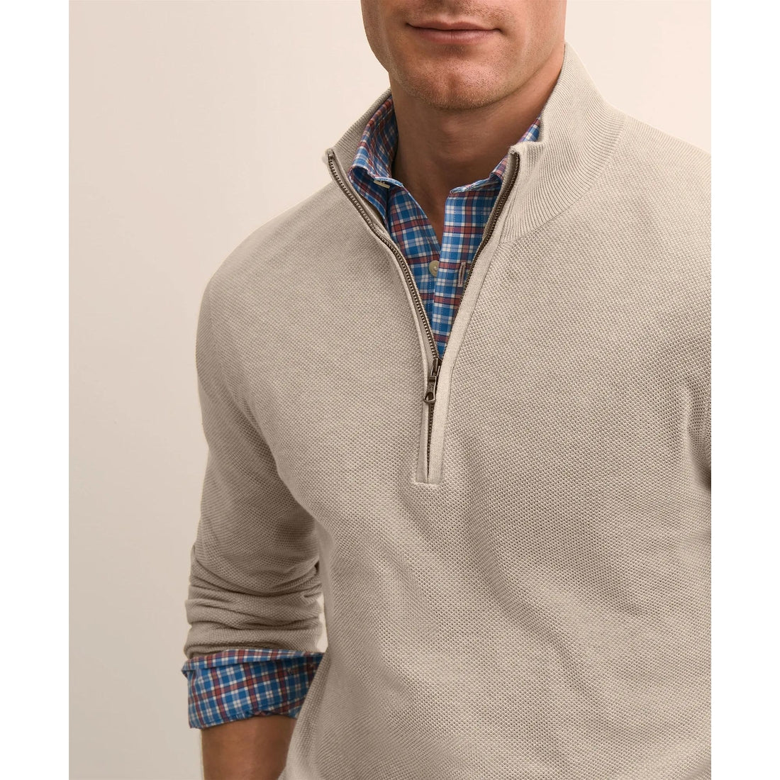 Supima Cotton Pique Quarter-Zip Sweater
