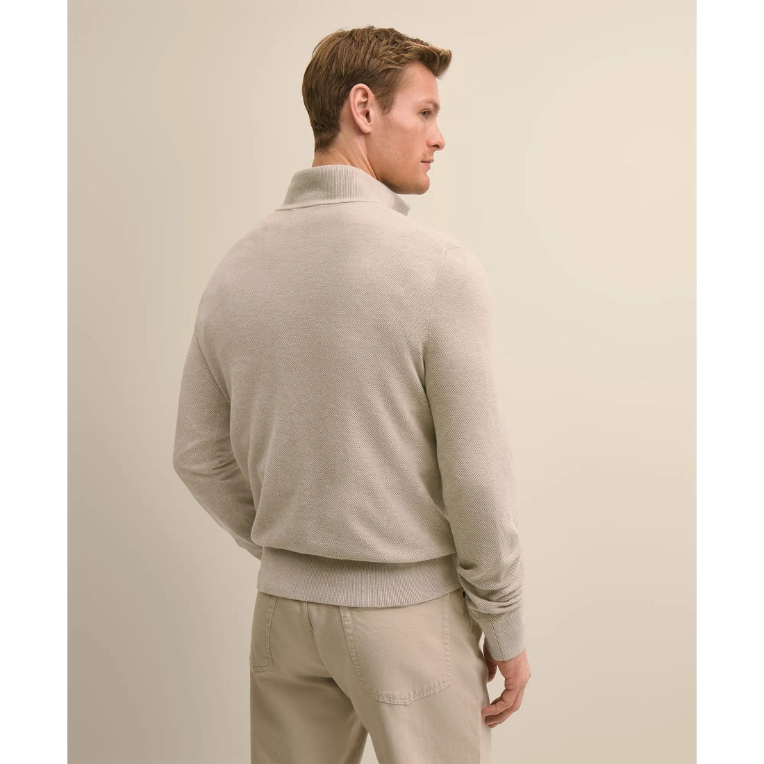 Supima Cotton Pique Quarter-Zip Sweater
