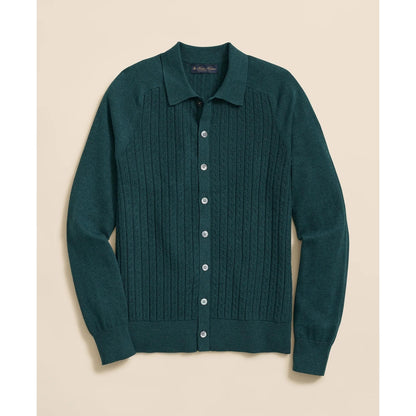Cotton Mini-Cable Polo Cardigan