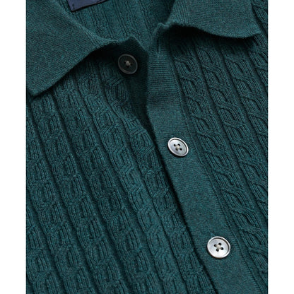 Cotton Mini-Cable Polo Cardigan