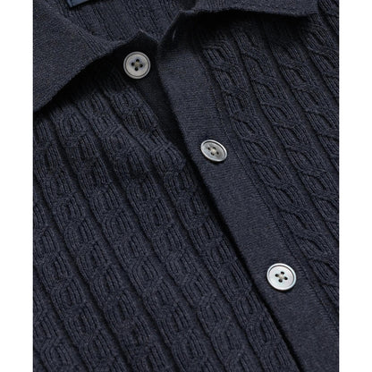 Cotton Mini-Cable Polo Cardigan