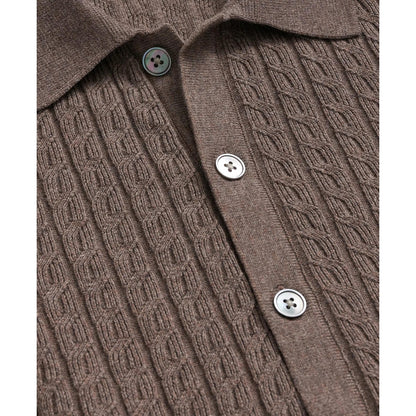Cotton Mini-Cable Polo Cardigan
