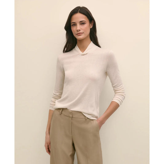 Silk Cashmere Twist Neck Sweater