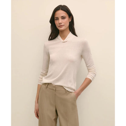 Silk Cashmere Twist Neck Sweater