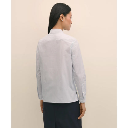 Cotton Poplin Pinstripe Embellished Shirt