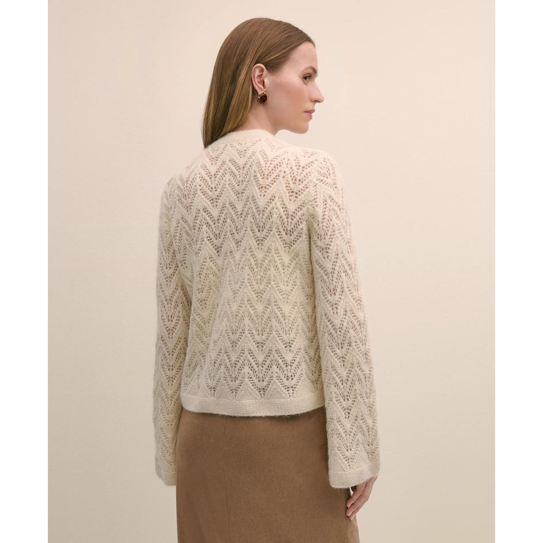 Alpaca-Wool Blend Pointelle Bell-Sleeve Sweater