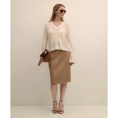 Alpaca-Wool Blend Pointelle Bell-Sleeve Sweater