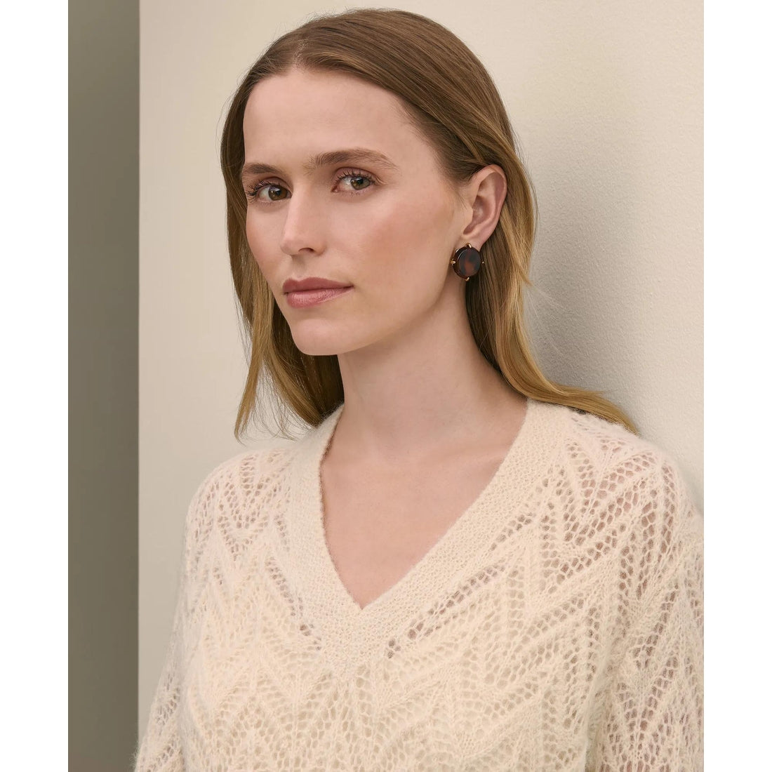 Alpaca-Wool Blend Pointelle Bell-Sleeve Sweater