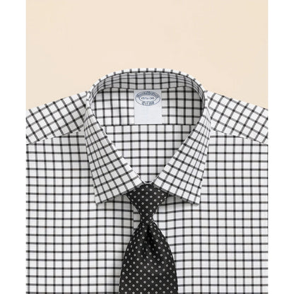 Stretch Supima Cotton Non-Iron Twill Ainsley Collar, Windowpane Dress Shirt