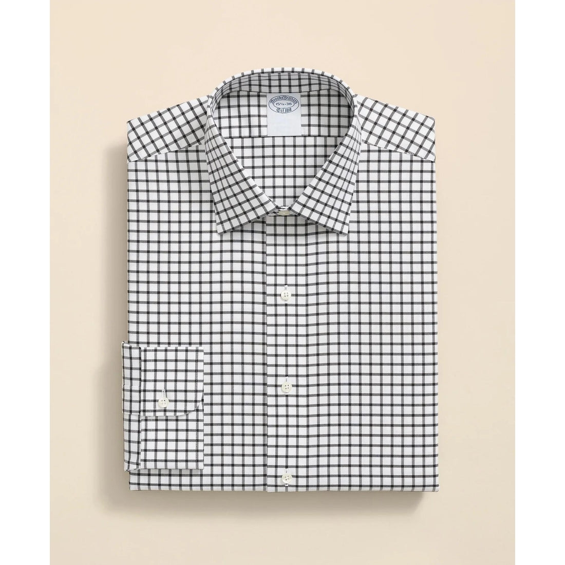 Stretch Supima Cotton Non-Iron Twill Ainsley Collar, Windowpane Dress Shirt