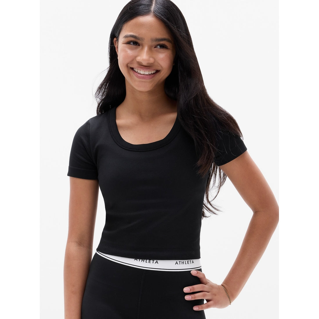 Athleta Girl Rise Above Rib Scoop Tee