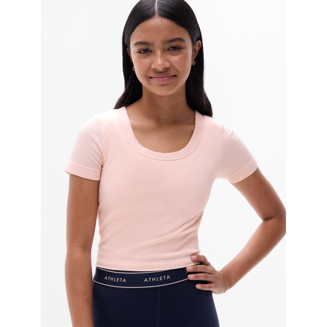Athleta Girl Rise Above Rib Scoop Tee