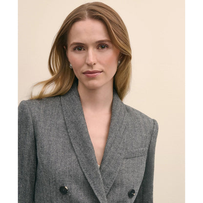 Wool-Blend Double-Breasted Herringbone Jacket