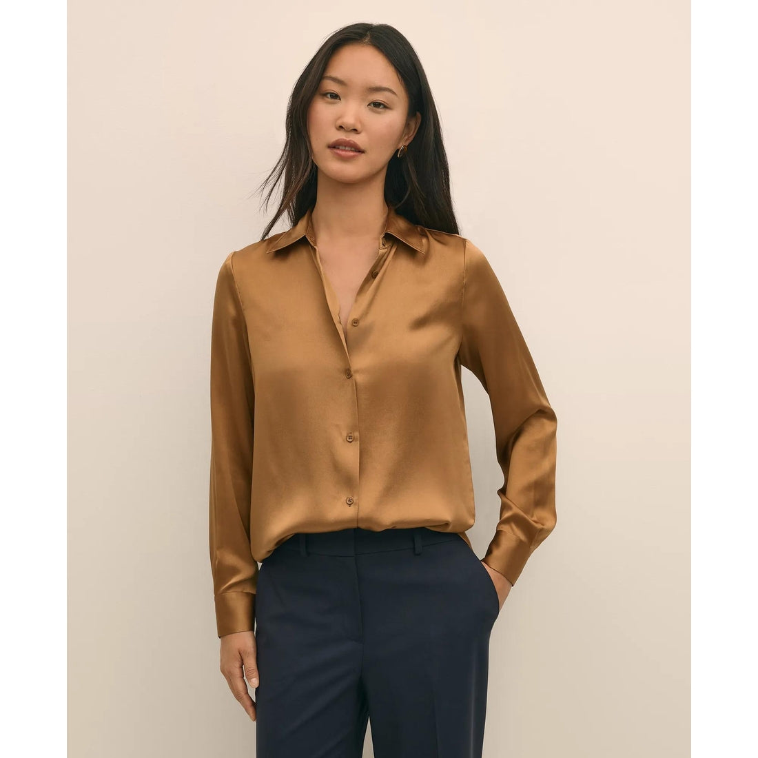 Relaxed Fit Silk Charmeuse Blouse