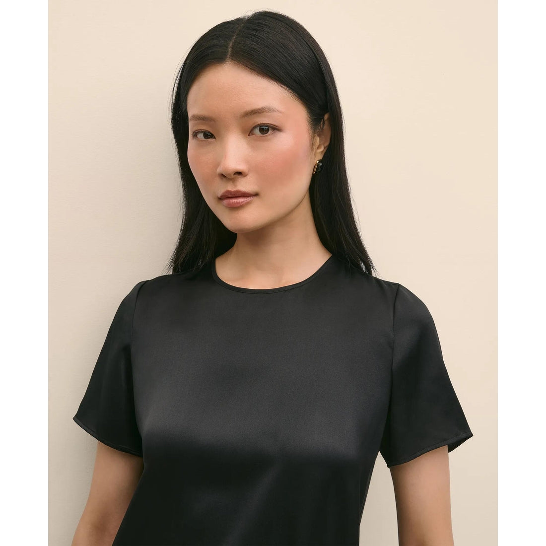 Short-Sleeve Top in Washable Silk Charmeuse