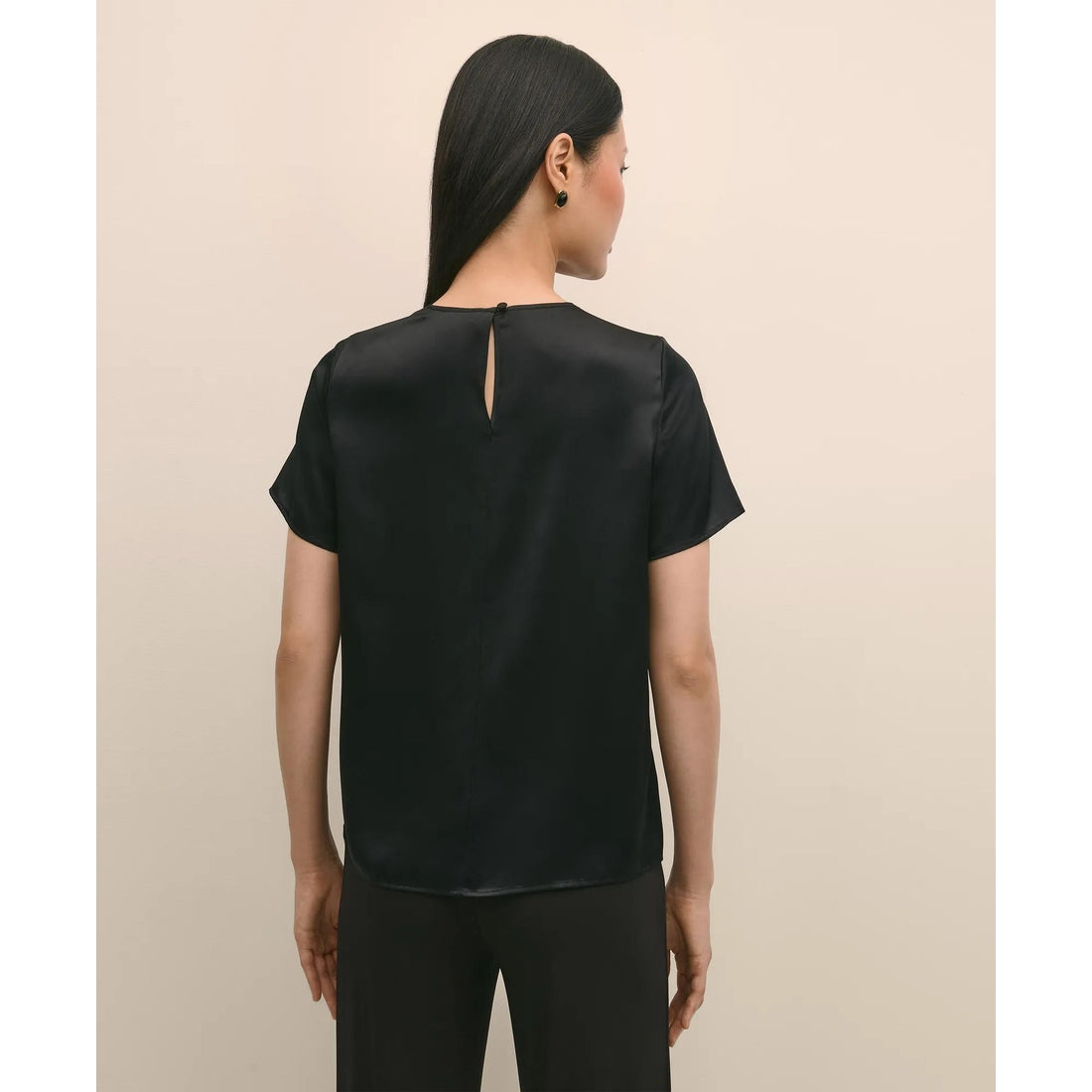 Short-Sleeve Top in Washable Silk Charmeuse