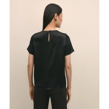 Short-Sleeve Top in Washable Silk Charmeuse