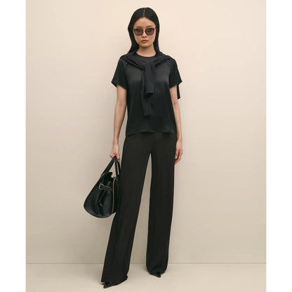Short-Sleeve Top in Washable Silk Charmeuse