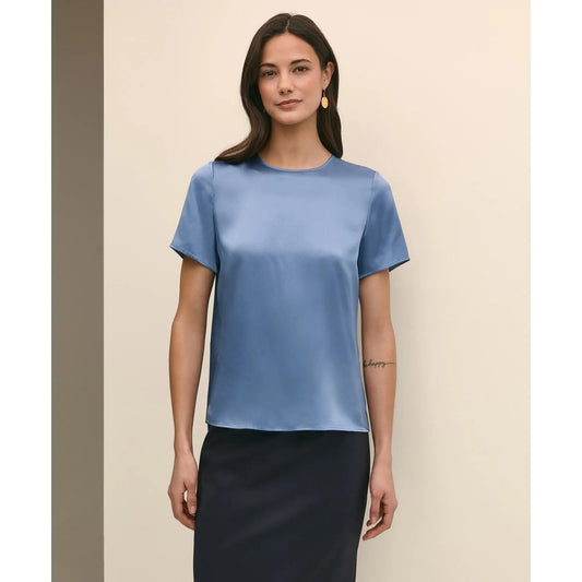 Short-Sleeve Top in Washable Silk Charmeuse