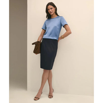Short-Sleeve Top in Washable Silk Charmeuse