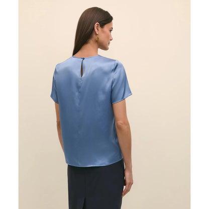 Short-Sleeve Top in Washable Silk Charmeuse