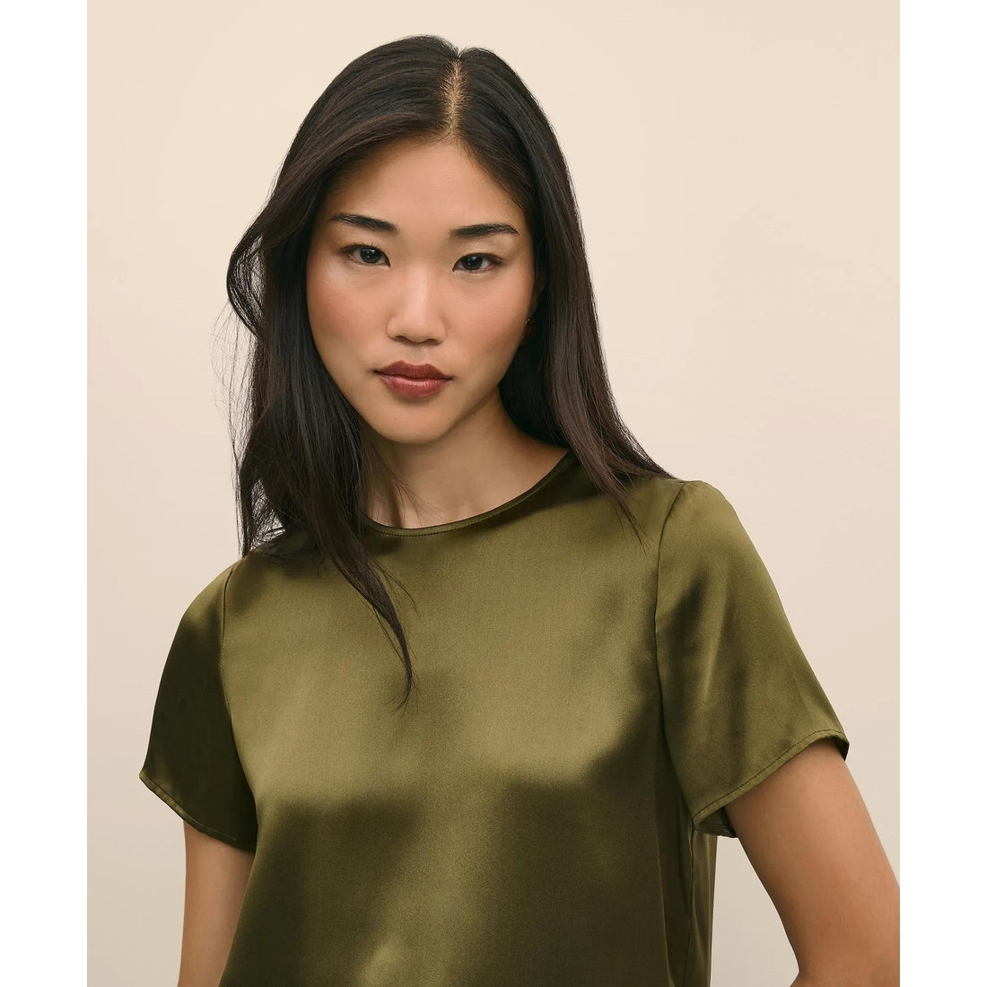 Short-Sleeve Top in Washable Silk Charmeuse