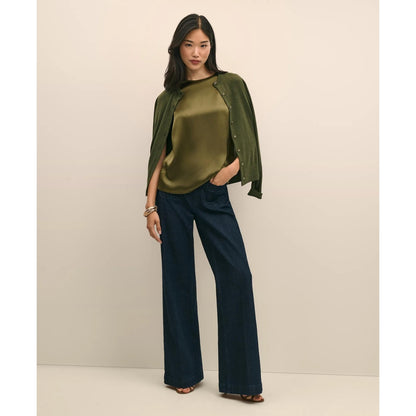Short-Sleeve Top in Washable Silk Charmeuse