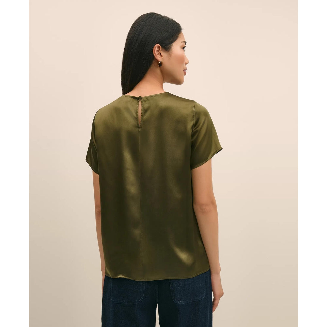 Short-Sleeve Top in Washable Silk Charmeuse