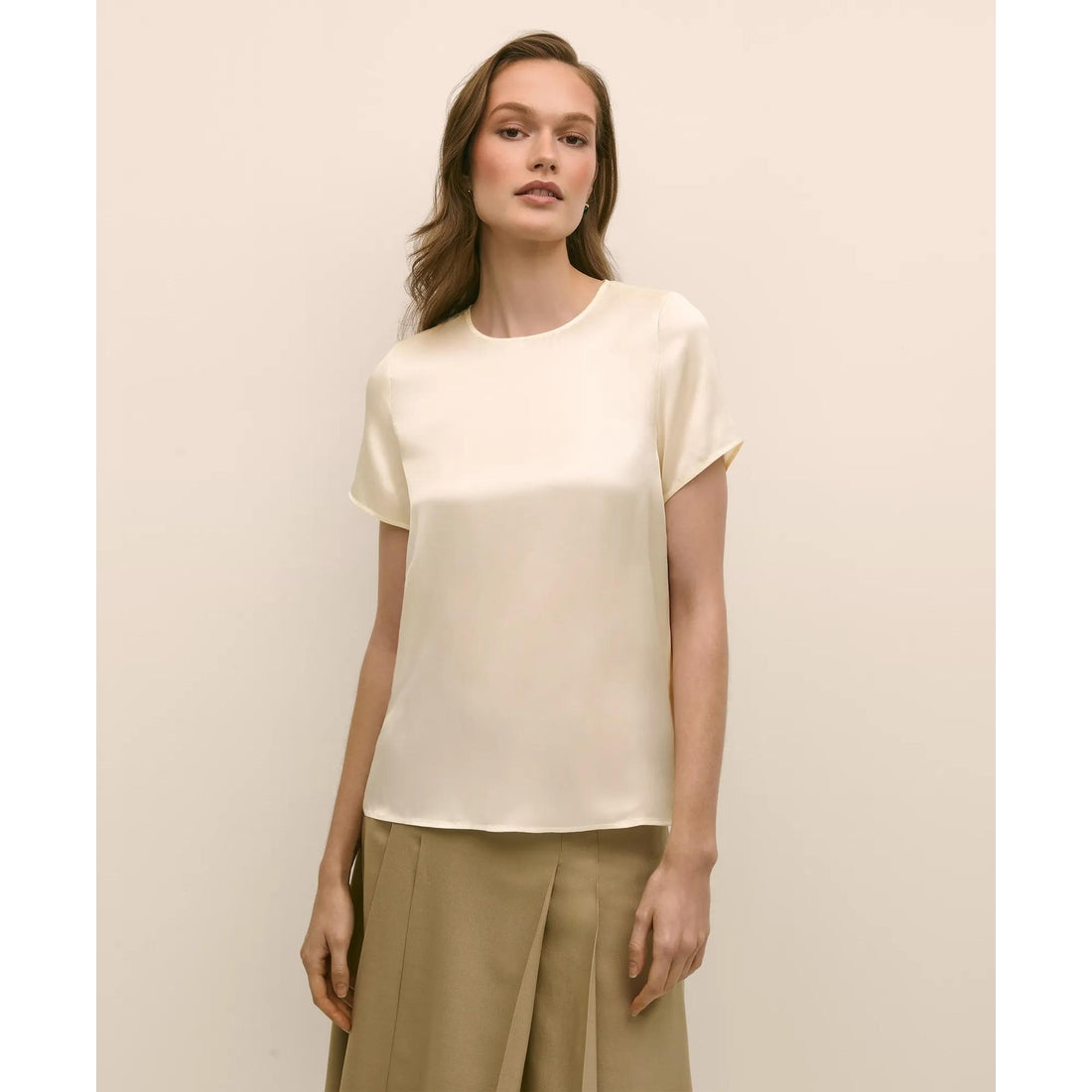 Short-Sleeve Top in Washable Silk Charmeuse