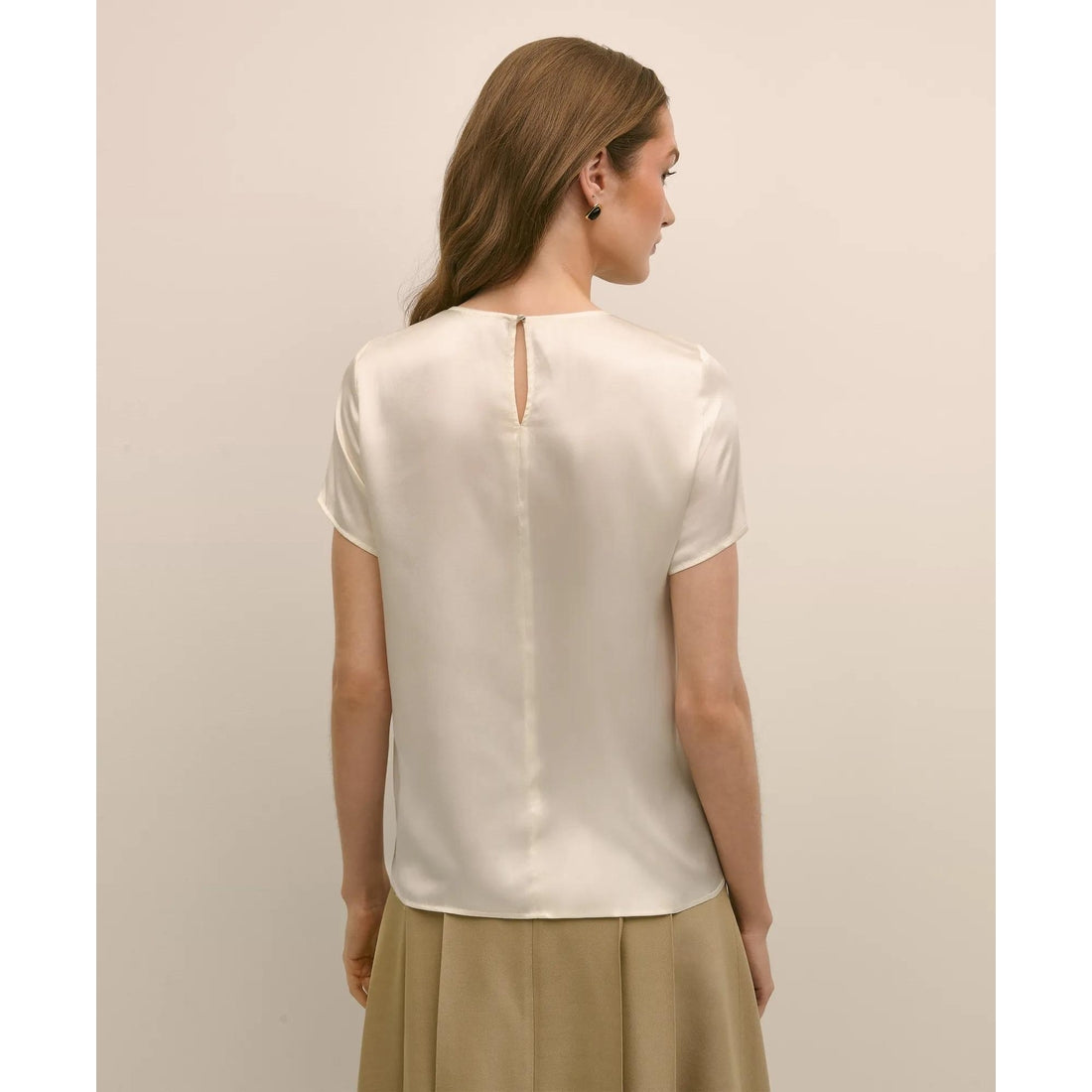 Short-Sleeve Top in Washable Silk Charmeuse