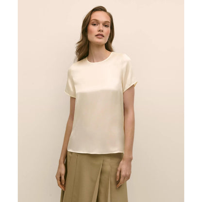 Short-Sleeve Top in Washable Silk Charmeuse