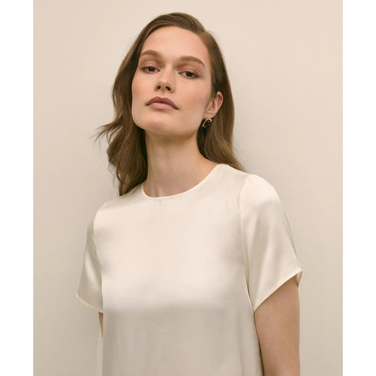 Short-Sleeve Top in Washable Silk Charmeuse