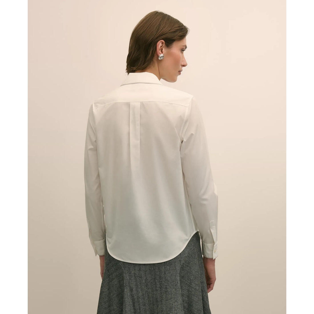Supima Cotton Beaded-Trim Poplin Shirt