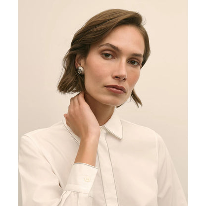 Supima Cotton Beaded-Trim Poplin Shirt
