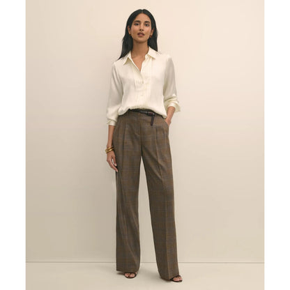 Silk Charmeuse Pintucked Blouse