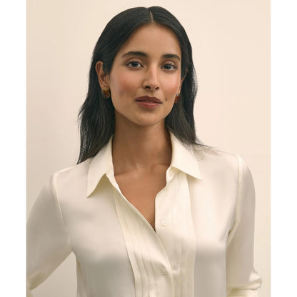 Silk Charmeuse Pintucked Blouse
