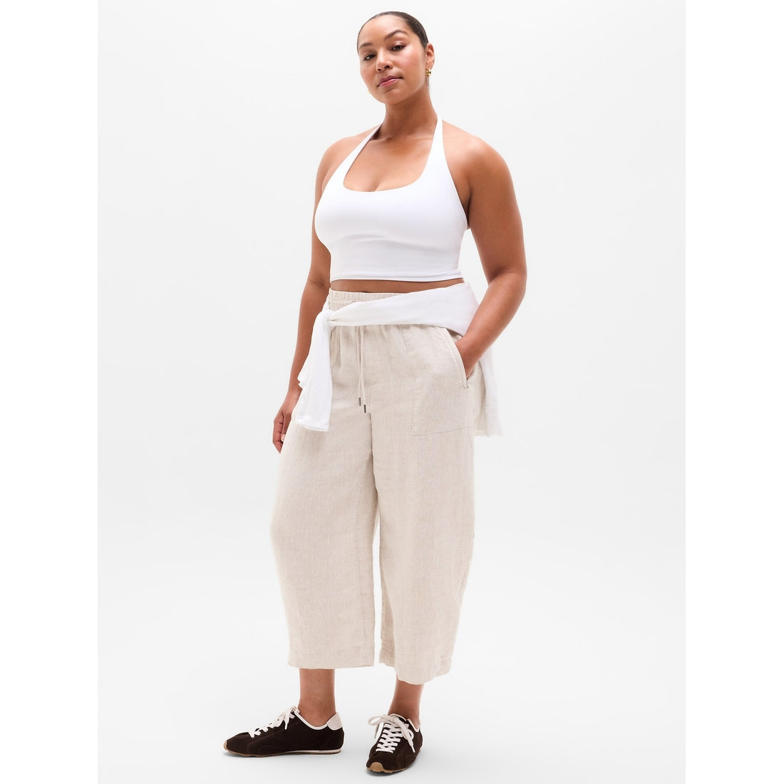 Women's Retreat Linen Easy Barrel Crop Pant