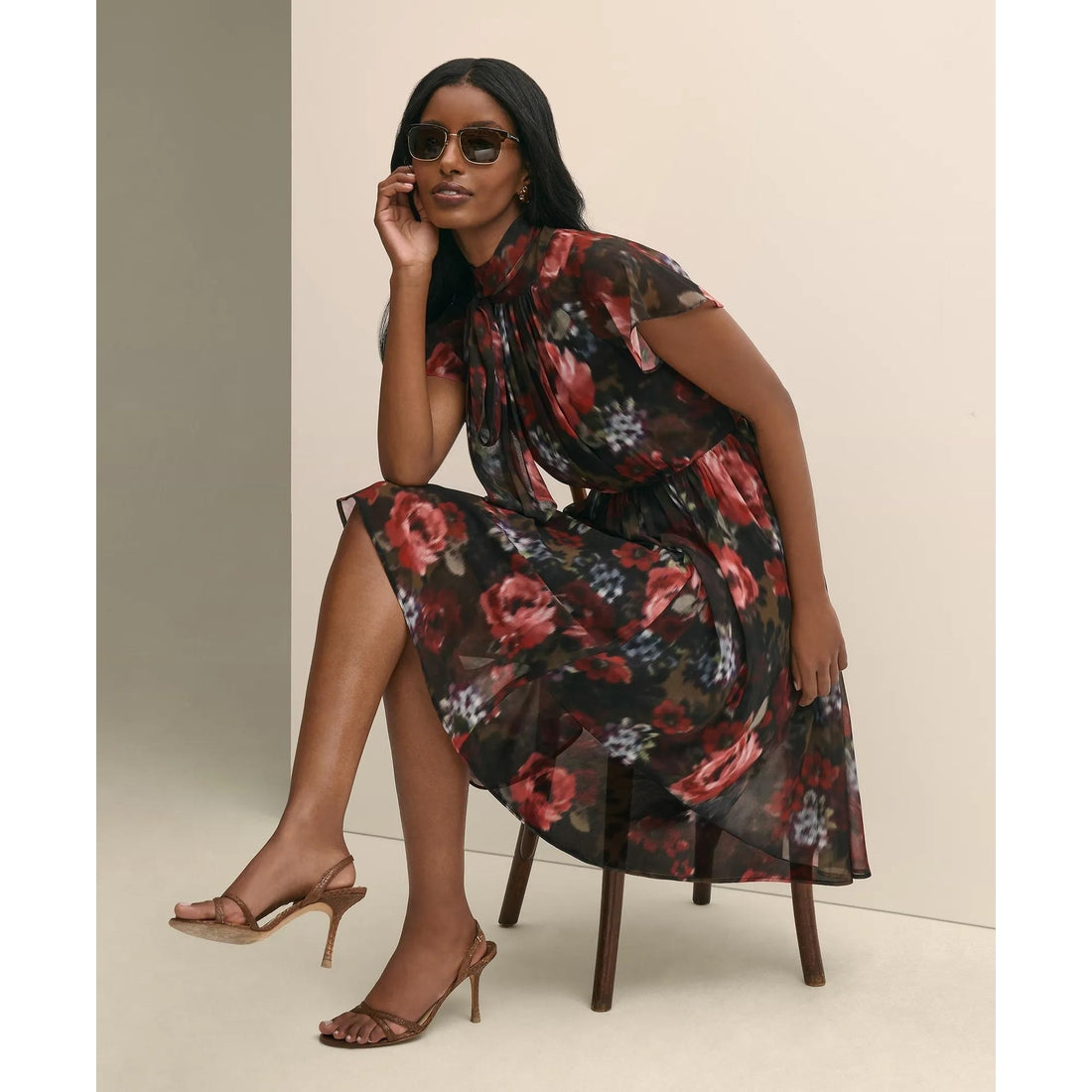 Flutter-Sleeve Halter Dress