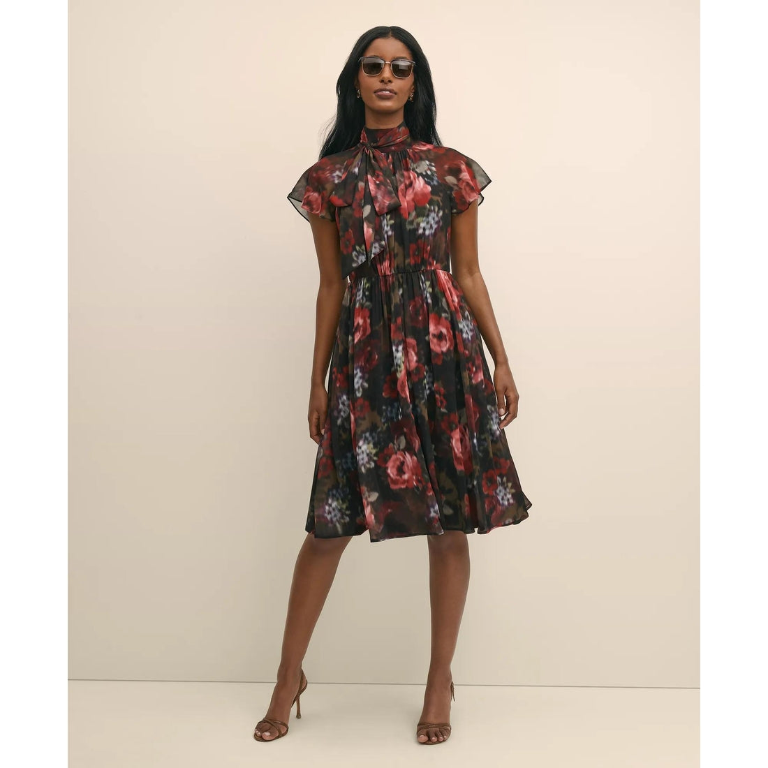 Flutter-Sleeve Halter Dress