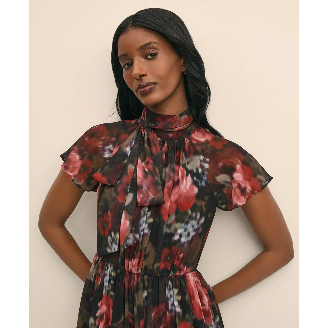 Flutter-Sleeve Halter Dress