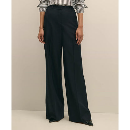 Wool Flannel High Waisted Wide-Leg Pant