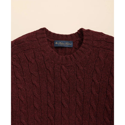 Cable Crewneck Sweater in Shetland Wool