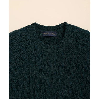 Cable Crewneck Sweater in Shetland Wool