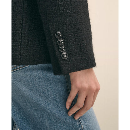 Wool-Blend Military Boucle Belted Jacket