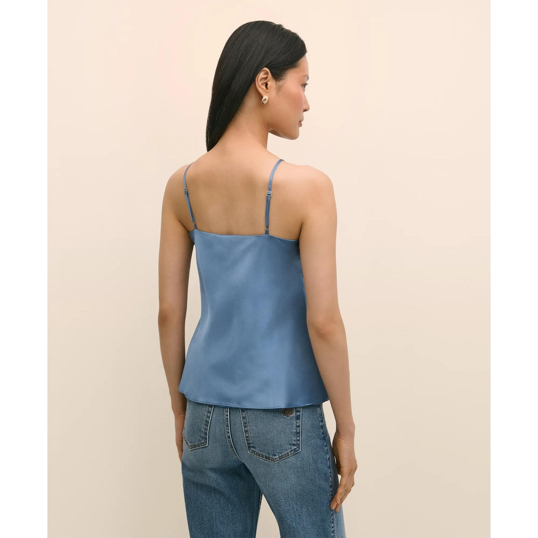 V-Neck Cami in Washable Silk Charmeuse